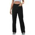thumbnail image 3 of Povozer Women's Casual High Waist Stretch Pants, Multiple Pockets Straight Leg Pants, for Leisure and Office(Black,L), 3 of 6
