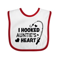 Inktastic I Hooked Auntie's Heart with Fishing Rod Boys or Girls Baby Bib