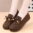 thumbnail image 2 of Domzle Women Faux Suede Loafers Slip On Walking Shoes Work Casual Non Slip Lightweight Comfort Beaded Fashion Round Toe Coffee, 2 of 6