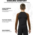 thumbnail image 3 of Exxact Sports Kids BJJ Rash Guard Long Sleeve, Ranked No Gi Jiu Jitsu Compression Shirt for Boys & Girls for MMA, Wrestling - (Black/Brown, YL), 3 of 7