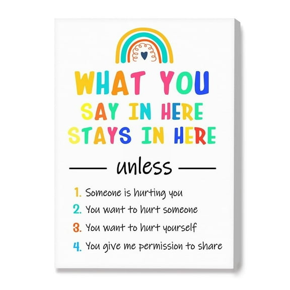 What You Say in Here Stays in Here Poster Canvas Wall Art poster Inspirational Mental Health Wall Decor for Therapy Office School Nursery Counselor Office Home