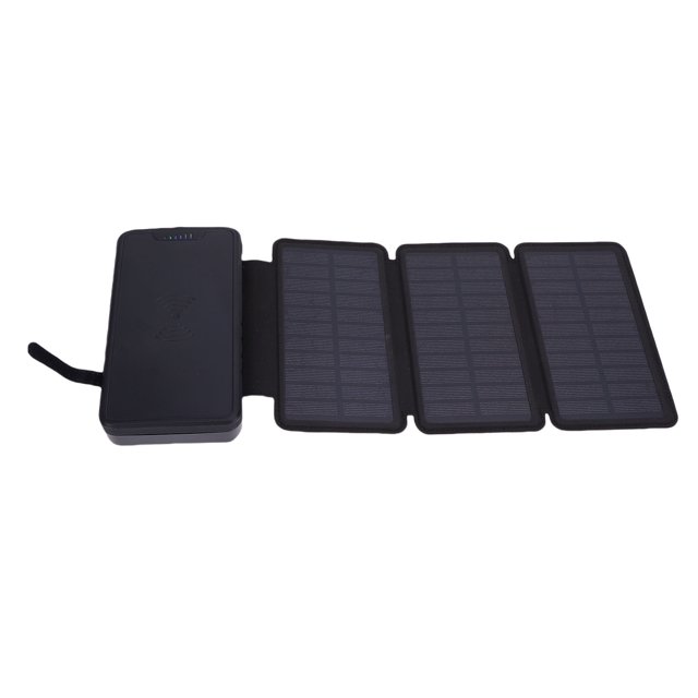 20000mAh Solar Power Bank, Efficient Wireless Power Bank with Tri Fold Solar Panel & LED Light & Double USB Output, Waterproof External Battery Pack for Phone Tablet Outdoor