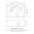 thumbnail image 7 of Double Bowl(60/40) Undermount Sink- 28"x19"x10" Double Bowl Kitchen Sink 16 Gauge with Two 10" Deep Basin, 7 of 7