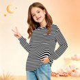 thumbnail image 4 of Tunic shirts for Girls Crewneck Striped Print Shirts Long Sleeve Color Block Sweatshirt Pullover Fashion Spring Outfits Clothes, 4 of 6