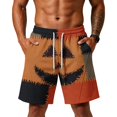 thumbnail image 4 of Sewkxo Men's Halloween Haunted House Printed Cotton Pajama Shorts Comfort Elastic Waist Night Sleep Shorts,Saffron XL, 4 of 5