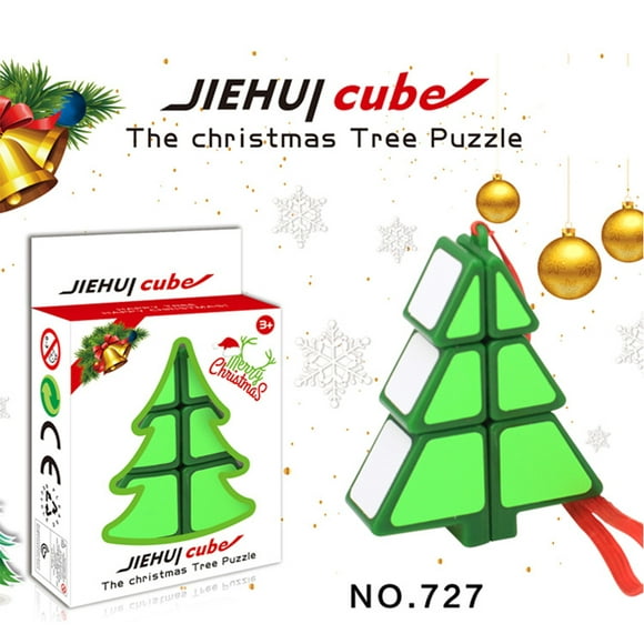Bingirl Plastic Christmas Tree Magic Cube Funny Puzzle Cube For Children Christmas Gift Pendant Small Gift Kids Educational Toys