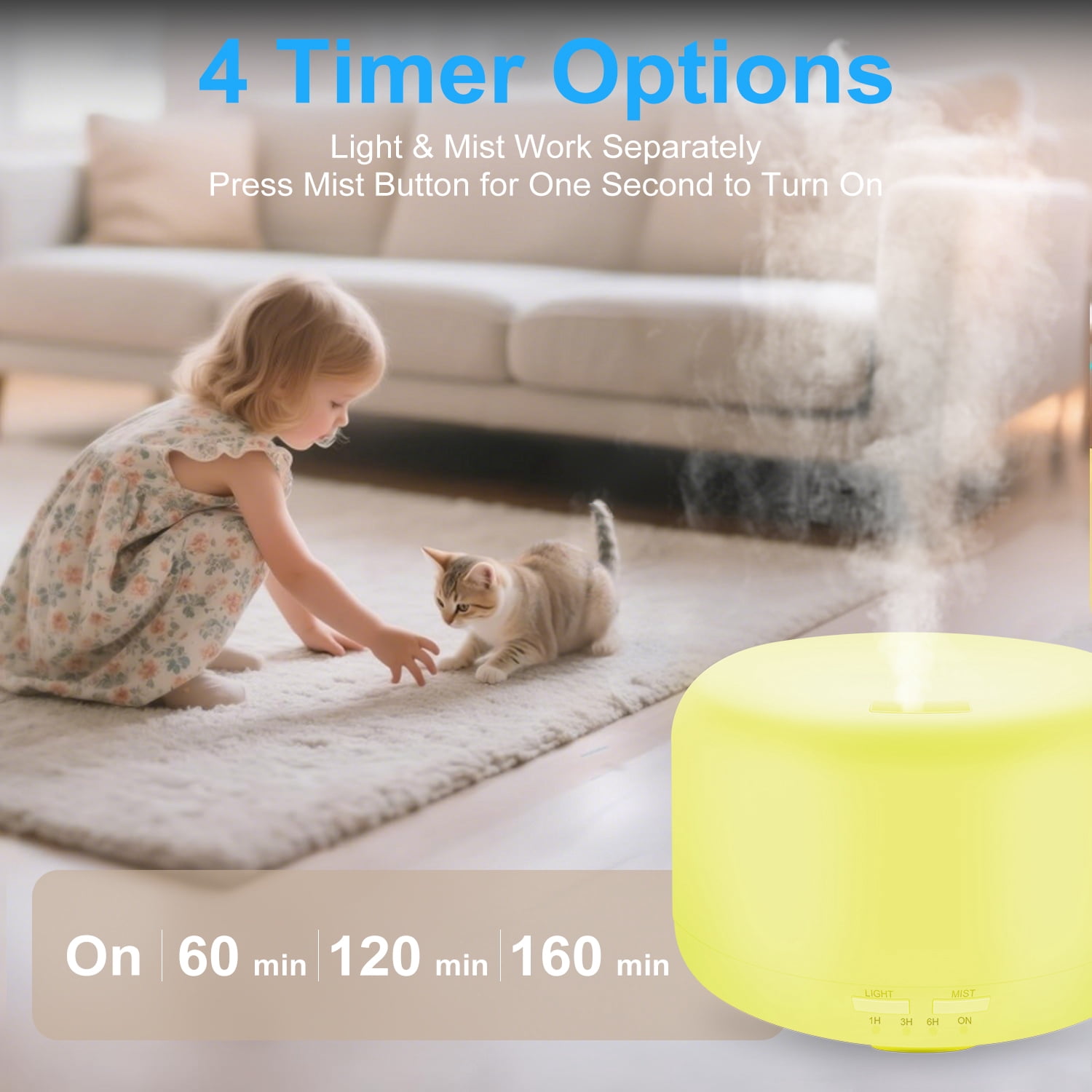 5 in 1 Essential Oil Diffuser with Remote Control,HopePow Timing Cool Mist 500ml Top-Fill Air Humidifiers with Night Light for Bedroom Aroma Aromatherapy Diffusers for Home,Room
