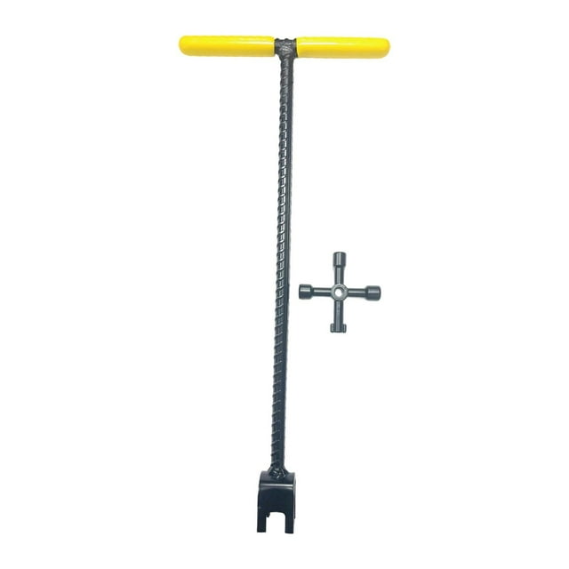 jinwen Water Meter Key 4 Way Utility Key Garden T Handle for Underground Stop Waste 16inch Yellow
