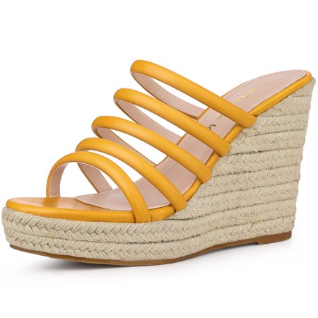 

Unique Bargains Women s Platform Strappy Slip-on Espadrille Wedges Sandals