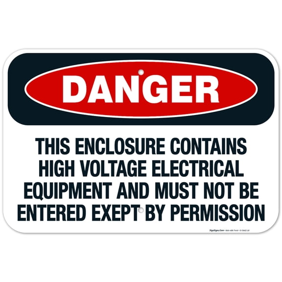 This Enclosure Contains High Voltage Electrical Equipment Sign, OSHA Danger Sign, 12x18 Aluminum