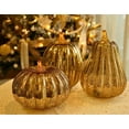 thumbnail image 5 of 1pcs Silver Glass Pumpkin Lights with Timer, Fall Pumpkin Lamps Tabletop Centerpiece Decorations Autumn Thanksgiving Home Halloween Decor,Style 1, 5 of 5