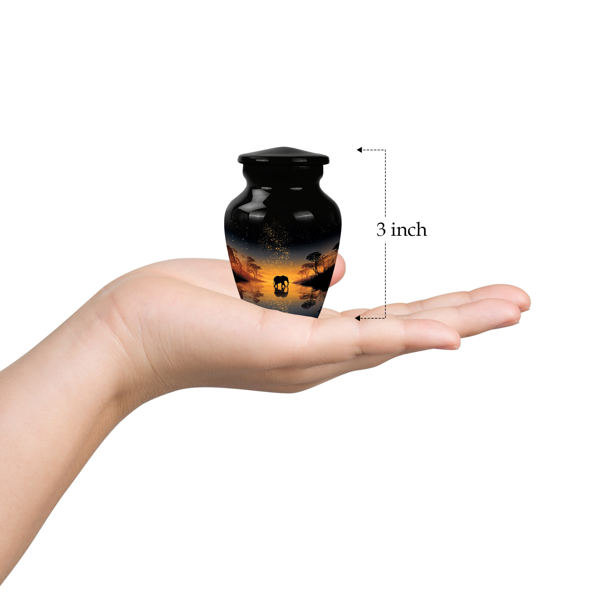 Elephan Funeral Urn For Human Ashes Men & Women, Decorative Urns For Male & Female Ashes, Small Keepsake Cremation Urns For Adult Men (Size-3 Inch 4 Pcs)
