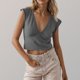 thumbnail image 2 of Camisetas para las Mujeres de Ajuste Suelto Casual Sólido V-Cuello Blusa, Moda Manga Corta Cuello Redondo Top para el Hogar Y el Uso Diario, Tela Suave, 2 of 8
