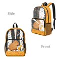 thumbnail image 2 of ZIATUBLES Clear Backpack, Heavy Duty Fabric & PVC Transparent Bookbag with Orange Capybara Sprinkle Print, Large Capacity See Through Backpack for School College Work Travel Security, 2 of 7