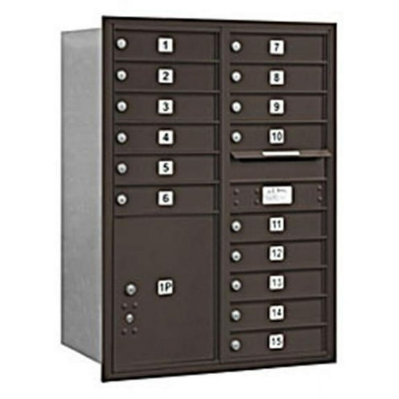 Salsbury Industries 15 Door Rear Load 4C Horizontal Mail Center with 1 Parcel Locker