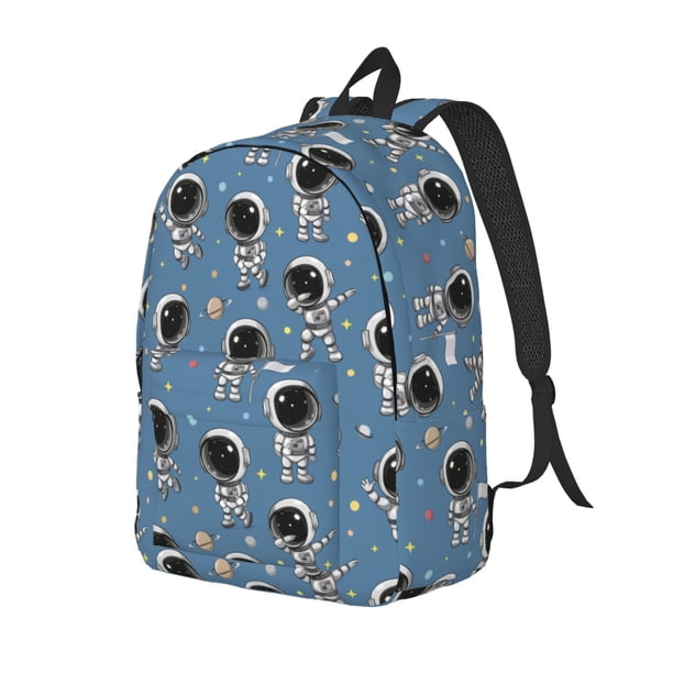 Balery Astronaut Mochila Clásica Impresa Básica para Viaje, Mochila Escolar Resistente al Agua, Mochila de Lona con Correas Ajustables-Small