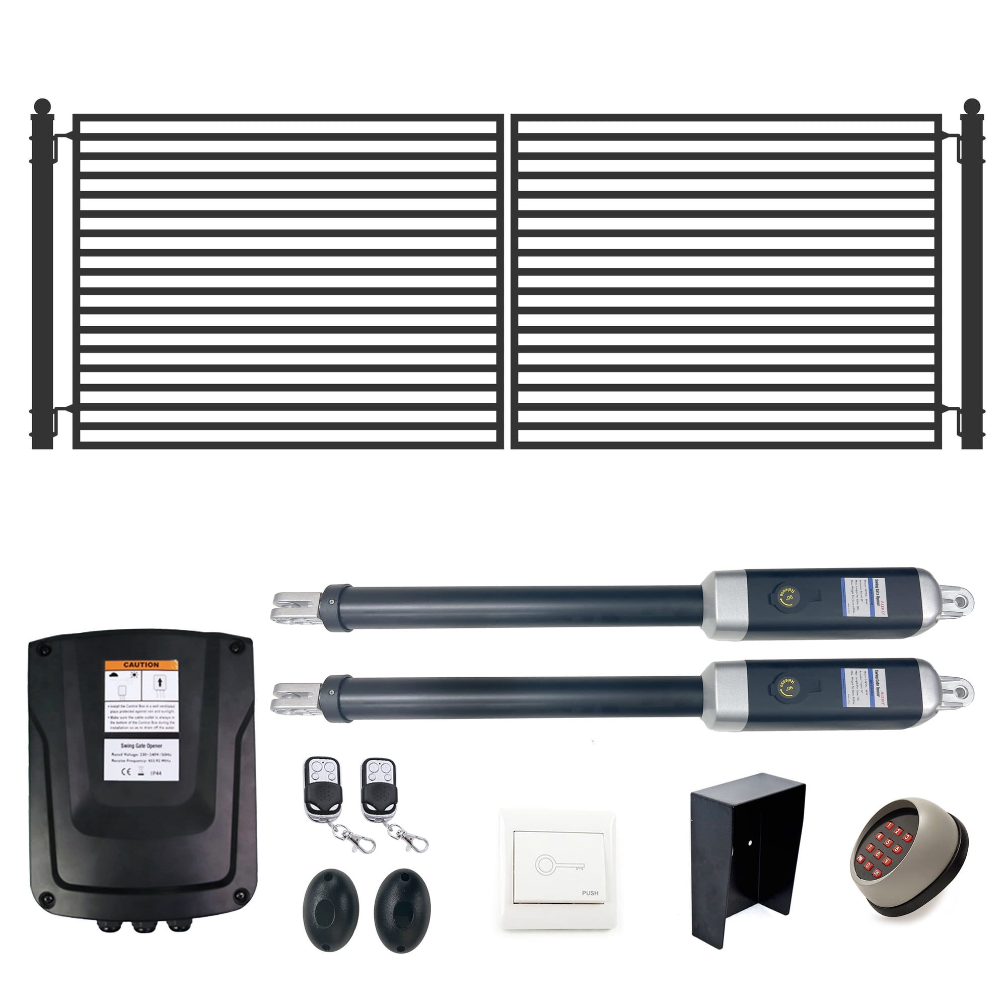 ALEKO Milan Style Dual Swing Steel Driveway Gate 18 feet Black with Gate Opener