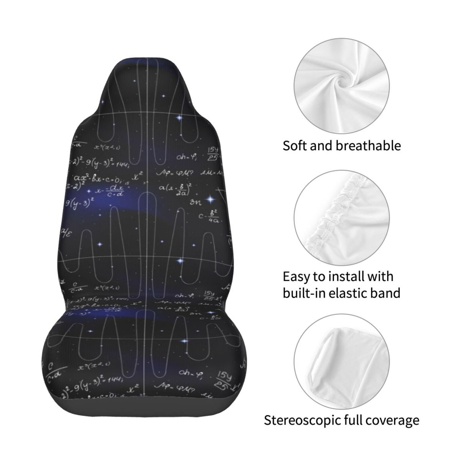 Naloa Mathematica Science Car Seat Covers Universal Front Seat Coves for Car Accessories ,Padded Car Covers for Automotive, SUV, Truck, and Van