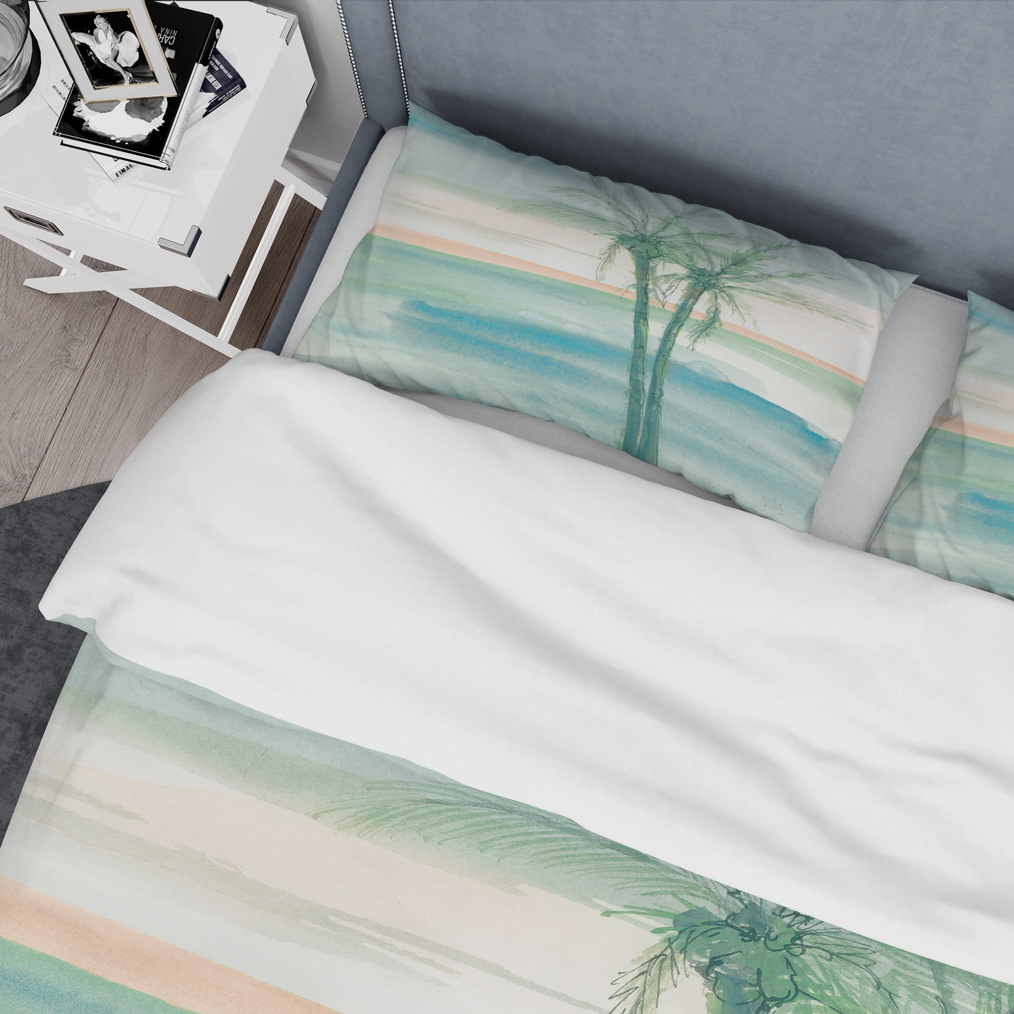 Designart 'Peaceful Dusk II Tropical' Coastal Duvet Cover Set