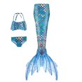 thumbnail image 1 of Swimsuits for Women Ruffled Top 3 Piece Mermaid Stage Performance with Fish Tail Sky Blue Women Bathing Suits S, 1 of 3