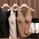 thumbnail image 5 of Camisas Térmicas Sin Mangas Para Mujer Chaleco Con Cuello En V Con Sujetador Incorporado Ropa Interior Top Térmico - Blanco, 5 of 6