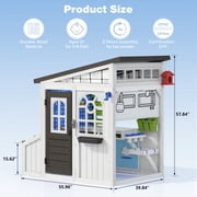 COCLUB Storage Shed Outdoor Wooden Playhouse with Workbench/ Pegboard& Ball Track, Kids Todder Ages 3+