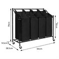 thumbnail image 5 of Amstech Laundry Hamper Sorter 4 Section, Laundry Sorter Cart with 4 Removable Bags and Rolling Wheels, Black, 5 of 9