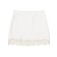 thumbnail image 3 of Women's Satin Lace Short Skirt Sexy Slim Fit Lace Patchwork Elastic Waist Half Mini Skirts Y2k A Line Under Dress White M, 3 of 3