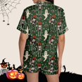 thumbnail image 5 of Halloween Pajamas Sets for Women 2 Piece Satin Pumpkin Print Button Short Sleeve 2 Piece Loungewear Halloween Printed Pajamas for Women, 5 of 5