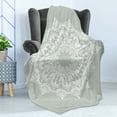 thumbnail image 4 of Orient Soft Flannel Fleece Throw Blanket, Oriental Pattern Damask and Floral Elements Classical Artwork Motifs, Cozy Plush for Indoor and Outdoor Use, 50" x 60", Green White, by Ambesonne, 4 of 5