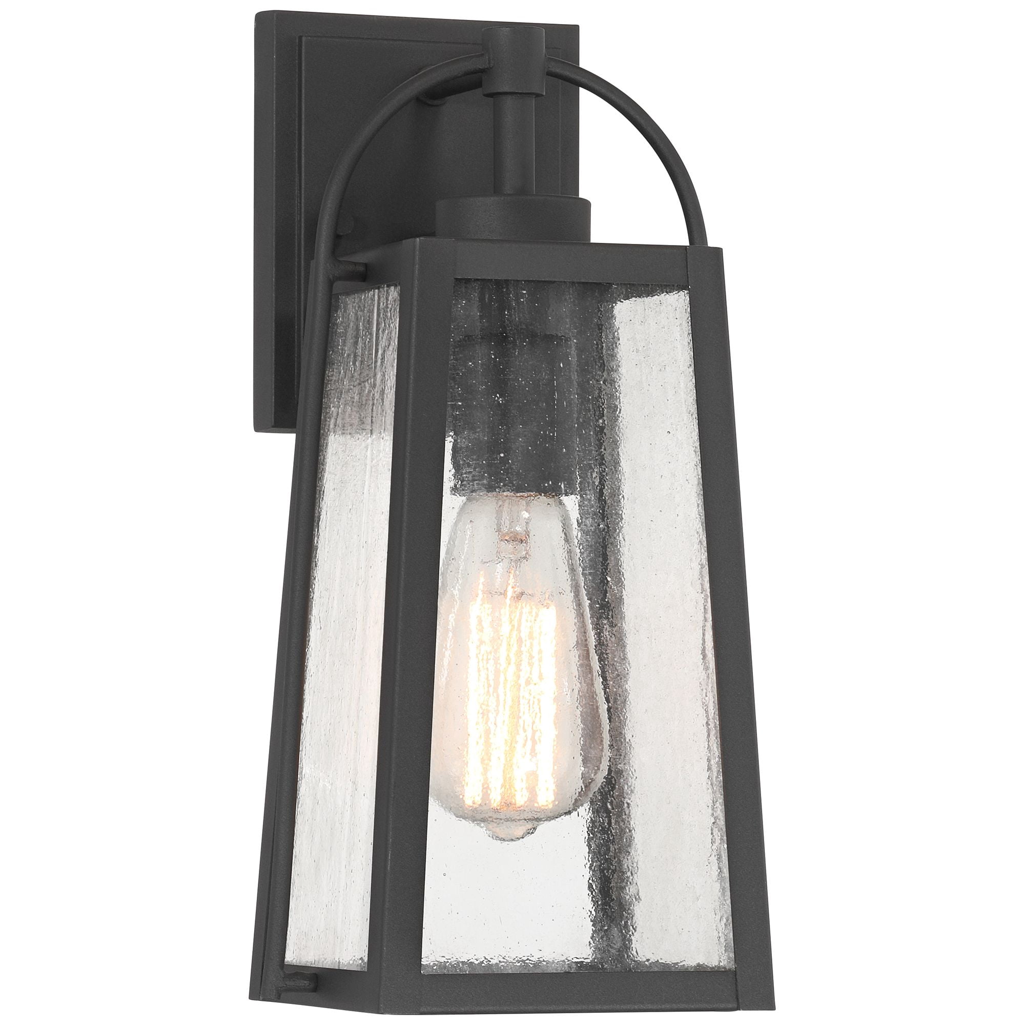 Possini Euro Design Woodley 13" High Modern Outdoor Wall Light Fixture Mount Porch House Weatherproof Sand Black Glass Shade