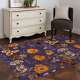 thumbnail image 3 of 3'x5' Rug for Living Room Bedroom, Orange Purple Spring Floral Washable Area Rugs Non-Slip Carpet Mats, Vintage Botanical Summer Flower Indoor Low Pile Area Rug Runner for Kitchen, Mudroom, 3 of 8