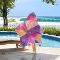 thumbnail image 6 of Pink and Purple Bright Leaves Hooded Beach Towel Kids Bath Towels Quick Dry for Pool Swiming 50" x 23.5" Microfiber Soft Bathrobe, 6 of 7