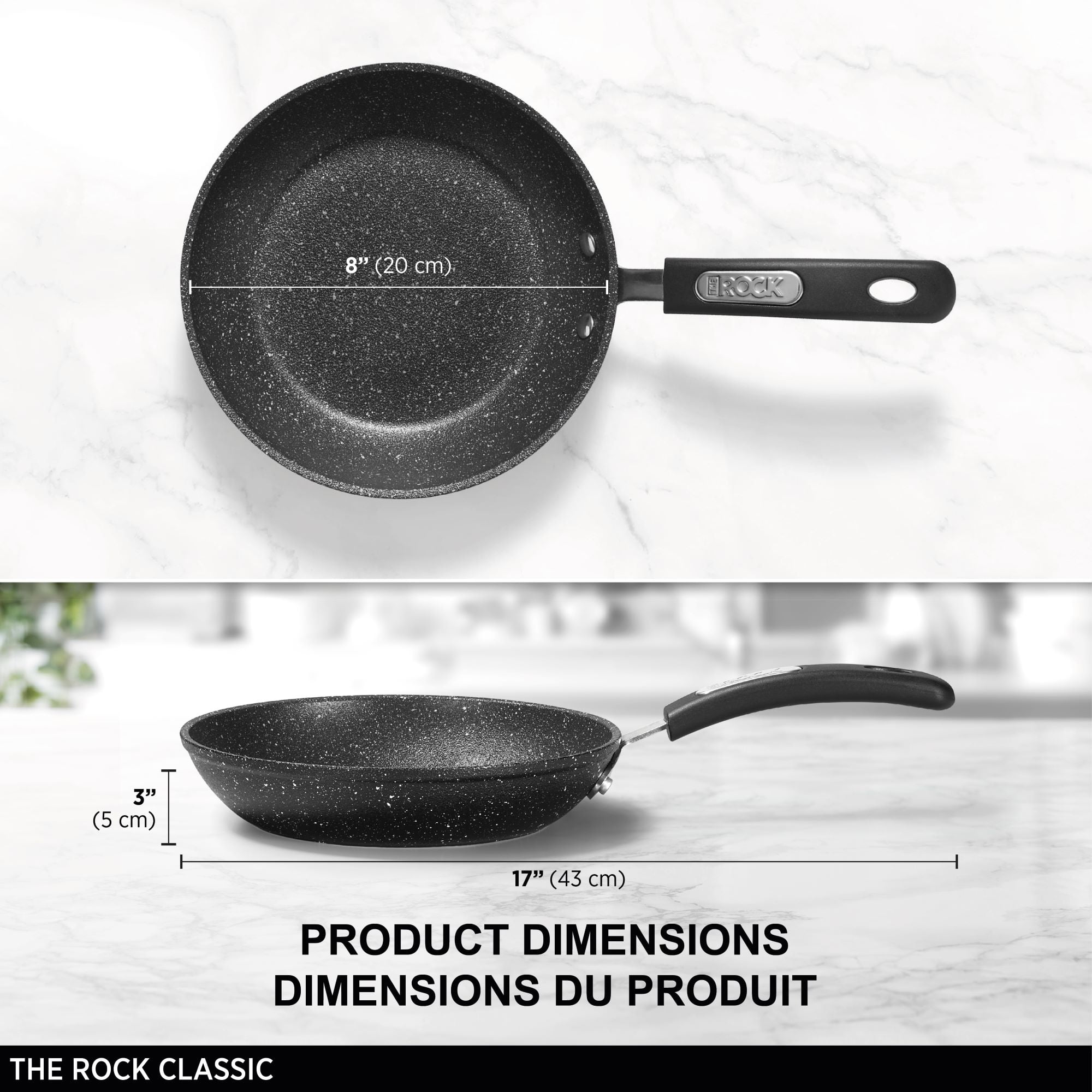 Starfrit The Rock 12" (30cm) Non-Stick Fry Pan - Durable Forged Aluminum - Oven Safe - PFOA Free - Easy to Clean - Black, Non-Stick Fry Pan