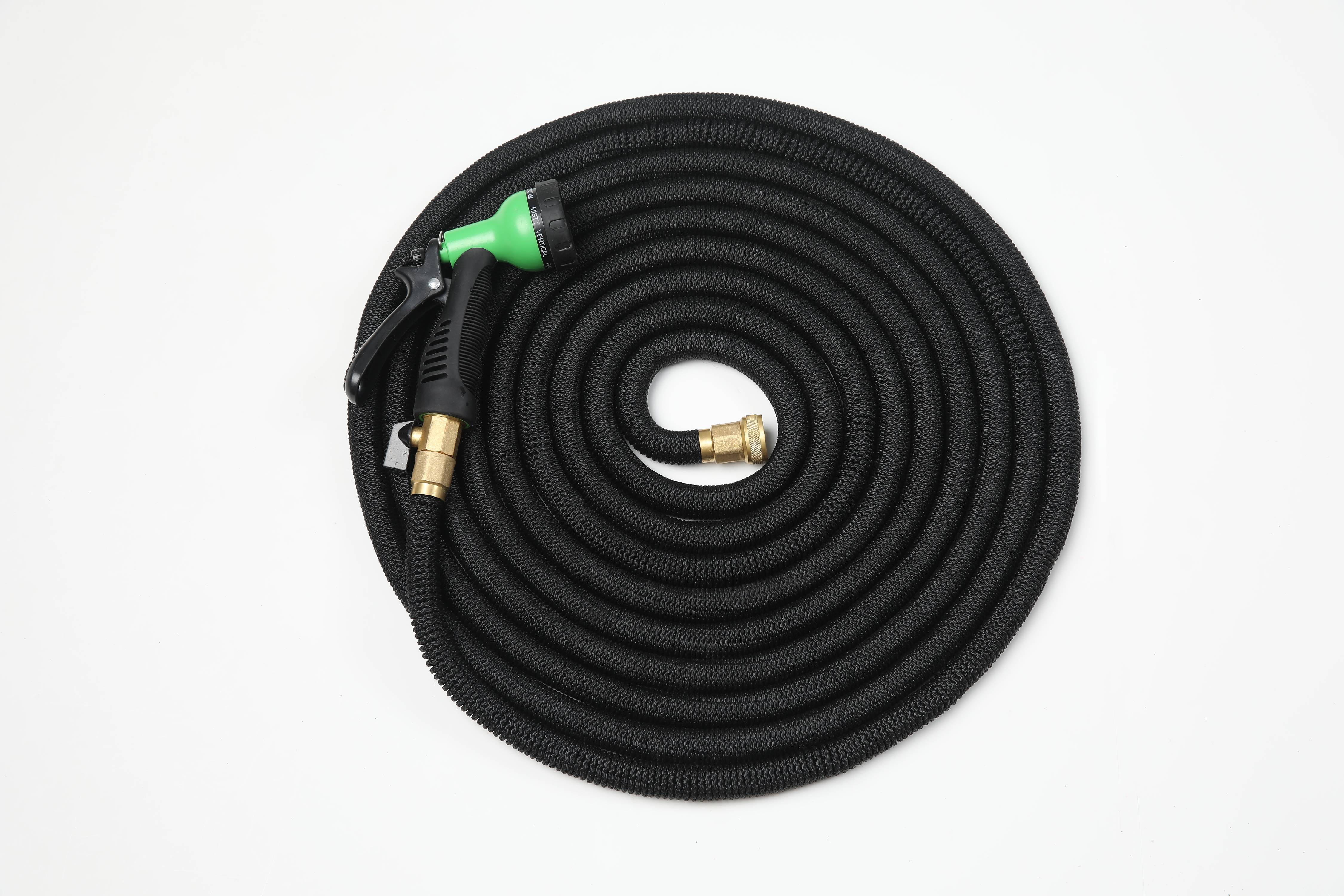 75ft Black Expandable Water Hose with Water Spray Nozzle Attachment