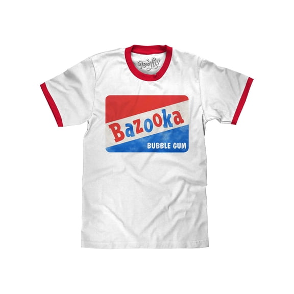 Tee Luv Faded Bazooka Bubble Gum Candy Ringer Tee Shirt (Men's) (XL)