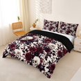 thumbnail image 2 of Homewish Floral Skull Skeleton Bedding for Gifts, Cream Red Rose Gothic Duvet Cover Full, Black Reversible, 3-Piece, 1 Duvet Cover and 2 Pillowcases, 2 of 5