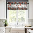 thumbnail image 3 of Christmas Cardinal Bird Kitchen Curtains and Valances Set, Winter Red Birds Black White Plaid Rod Pocket Window Valance Window Curtain Panels for Living Room Bedroom Laundry, 27.5x24in, 3 Pieces, 3 of 7