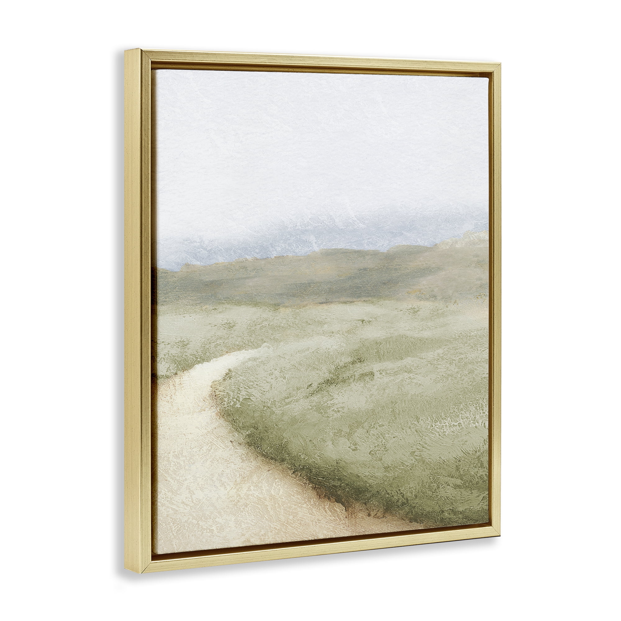 Stupell Industries Green Pasture Quiet Landscape Gold Framed Floater Canvas Wall Art, design by Michael Marcon