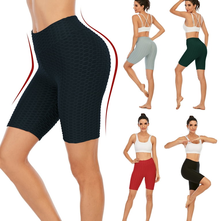 Women s Butt Lifting Five point Yoga Pants Anti Cellulite Workout Textured Shorts for Jogging Cycling Table Tennis Volleyball Tennis