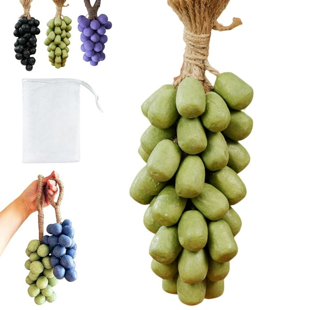 grape soap on a rope Decorative Grape Soaps Bars, Advanced Handmade Soap for Washing Hands and Fresh Air - No Need to DIY, for Home Decor and Gift Choice (black-20pcs)