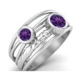 thumbnail image 2 of 4mm Round Amethyst Handmade Split Shank Band 925 Sterling Silver Dual Stone Women Valentines Day Gifts Ring, 2 of 4