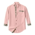 thumbnail image 6 of Dagegui Long Sleeve Shirt for Men Breathable Linen Shirts Patchwork Button Down Turndown Collar T-Shirt Casual Beach Tee Tops with Chest Pocket Pink S, 6 of 6