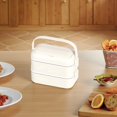 thumbnail image 2 of 304 Stainless Steel Insulated Lunch Box,Double Layer Bento with Utensils,Leak Proof for Work,Picnic,Meal Prep,Adults,Cream White, 2 of 5