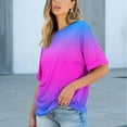 thumbnail image 4 of Oversized Tshirts T-Shirts for Women Trendy Gradient Color Chest Pocket Crew Neck Loose Tee Shirt Summer Tops (M, Wine), 4 of 7