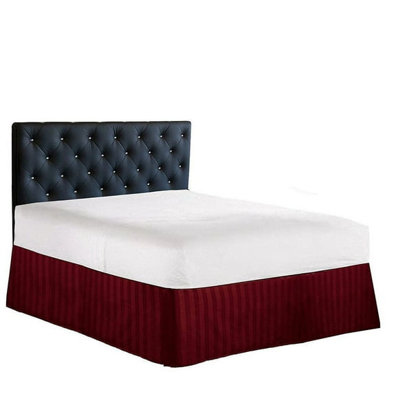 The Great American Store- Luxury Hotel Collection 10" Tailored Drop, 100% 1800 Series Microfiber Pleated Bed Skirt/ Dust Ruffle (Twin XL, Stripe Burgundy) Machine Washable, Wrinkle & Fade Resistant