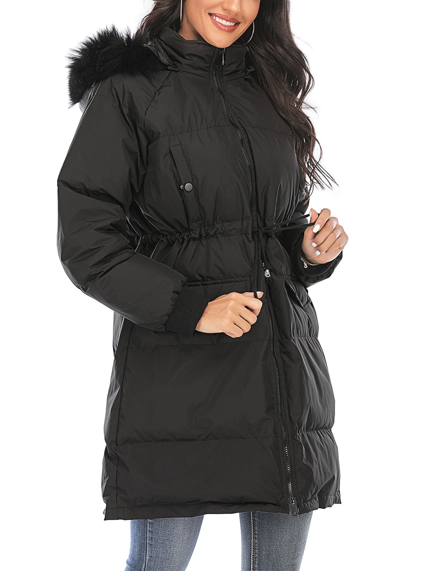 Black Coats with Fur Hood