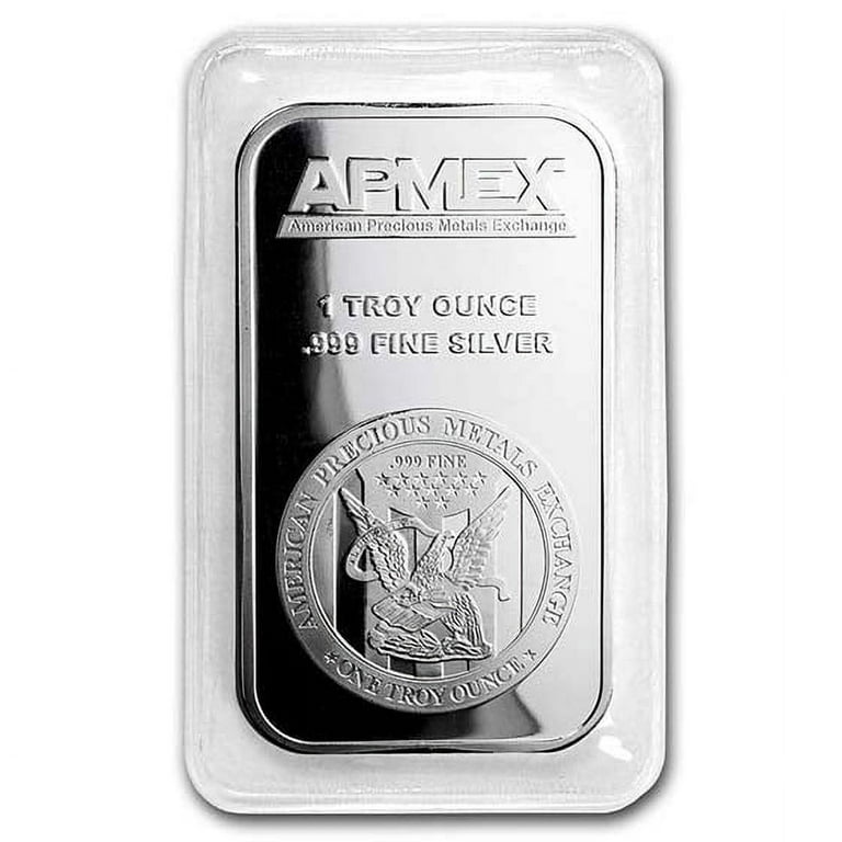 APMEX 1 oz Silver Bar, .999 Fine Bullion, Prooflike Finish