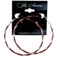 thumbnail image 2 of Striped Hoop-Earrings Red & Silver-Tone Colored #LQE4138, 2 of 2