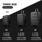 Travelhouse 3 Piece Hardshell Luggage Set Hardside Lightweight Suitcase with Lock Spinner Wheels and 2 Packing Cubes.(Black)